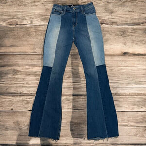 Hollister Two-Tone Blue Patchwork Flare Jeans